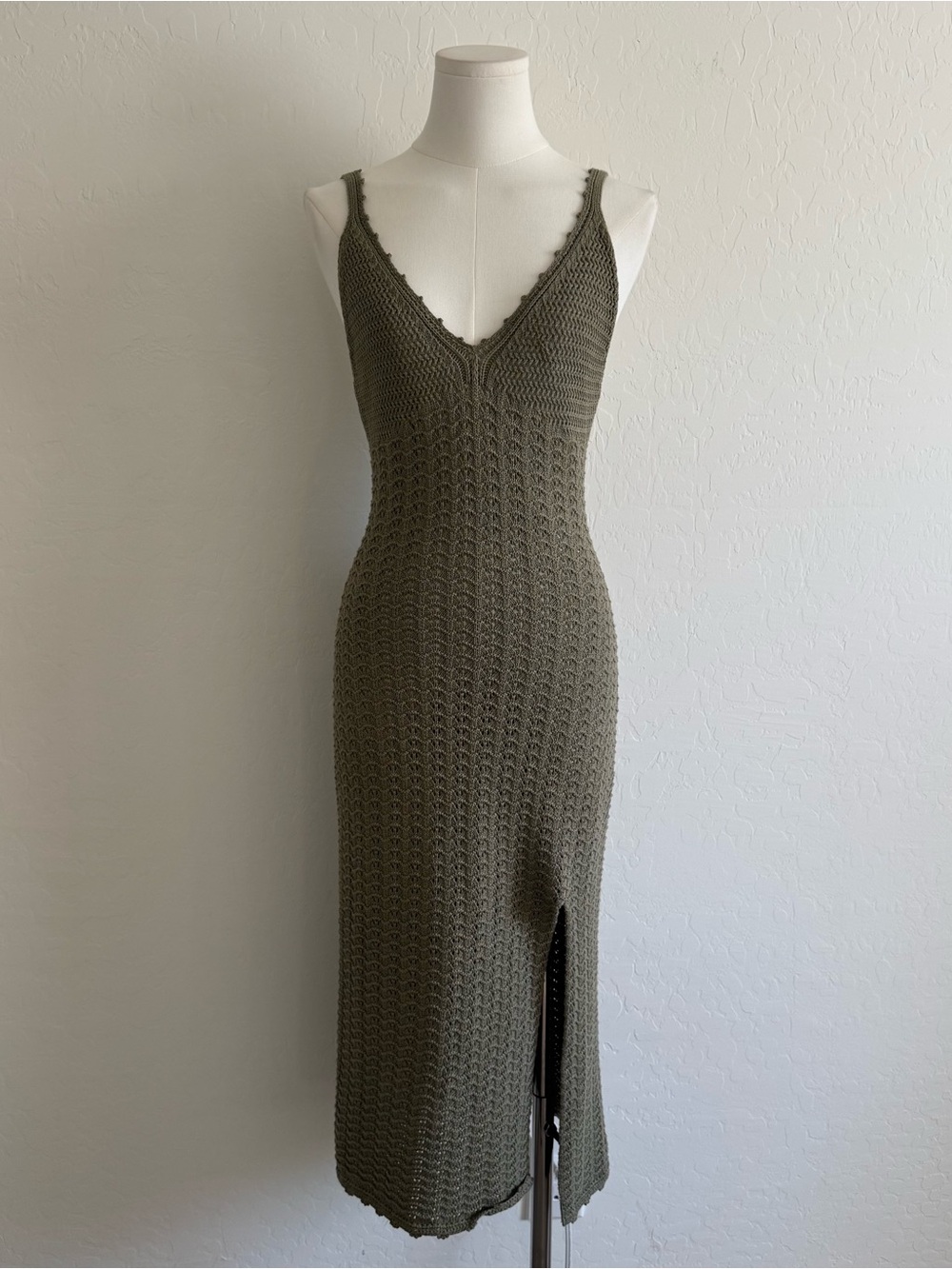 Wilfred Crochet Midi Dress in Green Size Small
